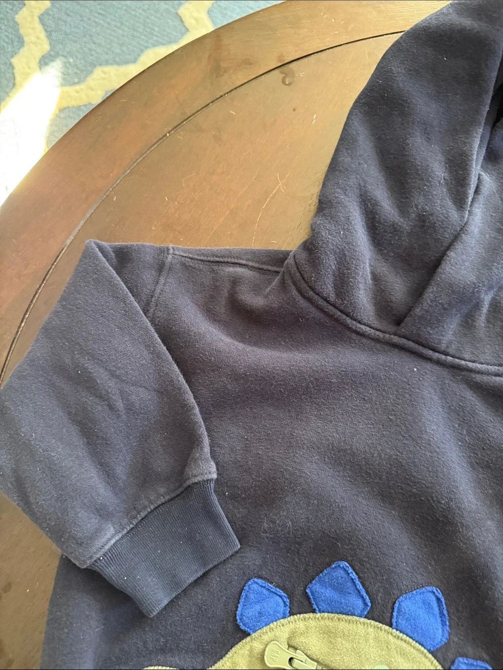 GAP Navy Hoodie with Tan & Blue Dino Applique
